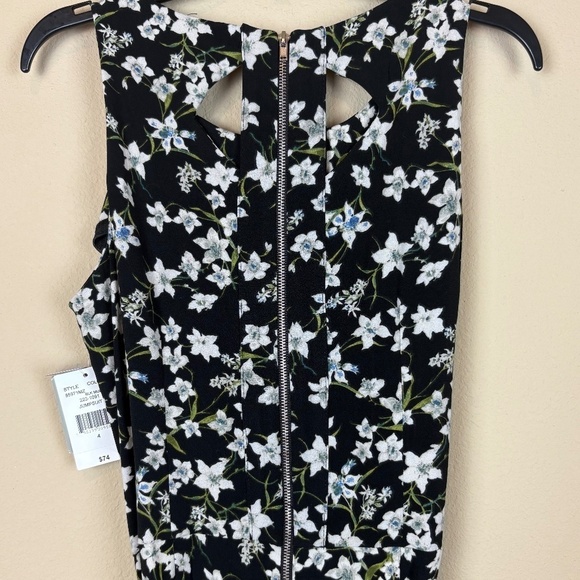 NWT Danny and Nicole Black/Ivory Floral Sleeveless Jumpsuit Tie Waist; Size 4 - Picture 6 of 12